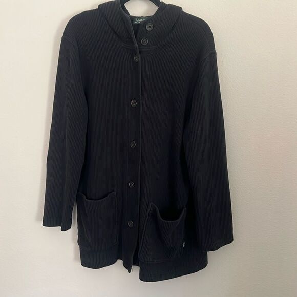 Ralph Lauren Ribbed Button up Hooded Jacket - Picture 1 of 4